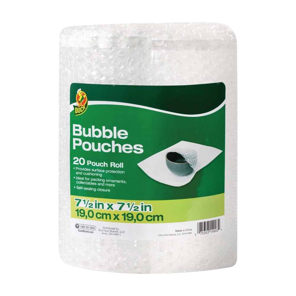Duck Brand Bubble Pouches Roll, 7.5in x 12ft, Clear MPN:285741