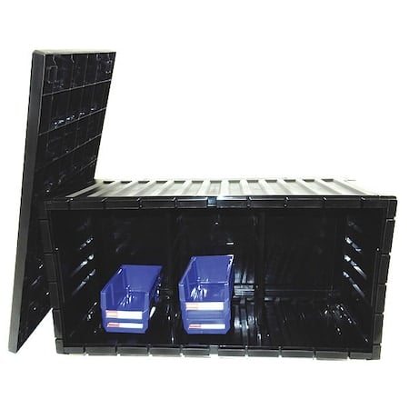Folding Storage Bin, Black, Plastic MPN:1010528