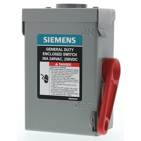 Safety Switch, Non-Fusible, 30 A, Steel MPN:GNF221RA