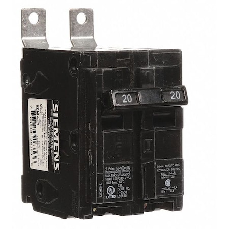 Miniature Circuit Breaker, BL Series, 20A, 2 Pole, 120/240V AC, 10kA at 120/240V AC MPN:17605B-8ESF
