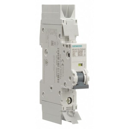 IEC Miniature Circuit Breaker, 5SJ4 Series, 10A, 1 Pole, 277V AC, 10kA at 277V AC, C Curve MPN:5SJ41107HG42