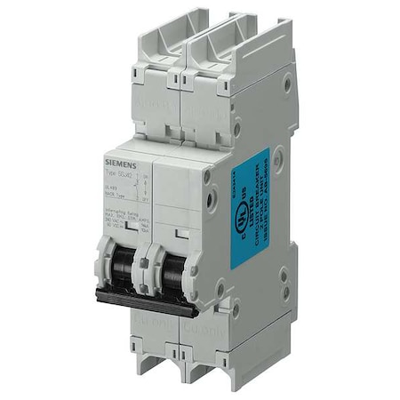 Miniature Circuit Breaker, 5SJ4 Series, 1A, 2 Pole, 240V AC, 14kA, C Curve MPN:5SJ42017HG41