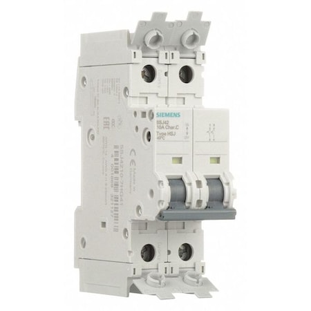 Miniature Circuit Breaker, 5SJ4 Series, 10A, 2 Pole, 240V AC, 14kA, C Curve MPN:5SJ42107HG41