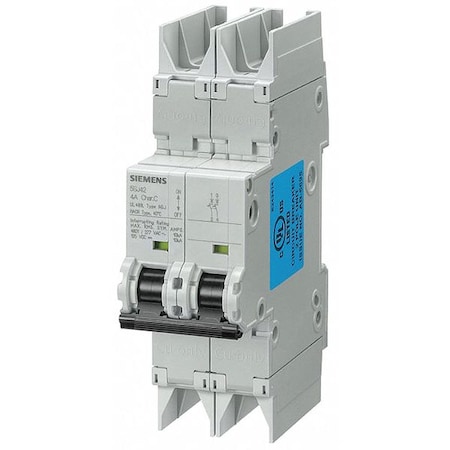 Miniature Circuit Breaker, 5SJ4 Series, 16A, 2 Pole, 277/480V AC, 10kA, D Curve MPN:5SJ42168HG42