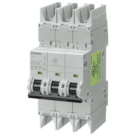 IEC Miniature Circuit Breaker, 5SJ4 Series, 32A, 3 Pole, 277/480V AC, 10kA at 277/480V AC, D Curve MPN:5SJ43328HG42