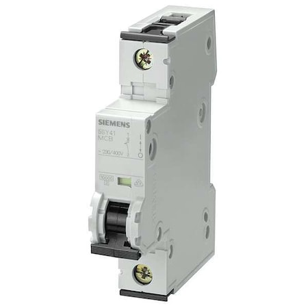 Circuit Breaker, 5SY4 Series, 1.6A, 1 Pole, 230/400V AC, 10kA at 230/400V AC, C Curve MPN:5SY41157