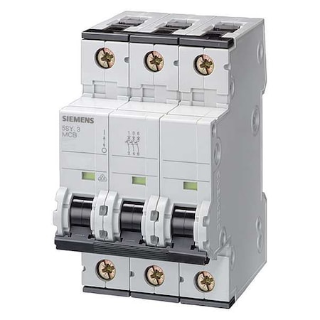Circuit Breaker, 5SY6 Series, 1A, 3 Pole, 400V AC, 5kA at 400V AC, C Curve MPN:5SY63027
