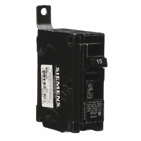 Miniature Circuit Breaker, BL Series, 15A, 1 Pole, 120/240V AC, 10kA at 120/240V AC MPN:B115