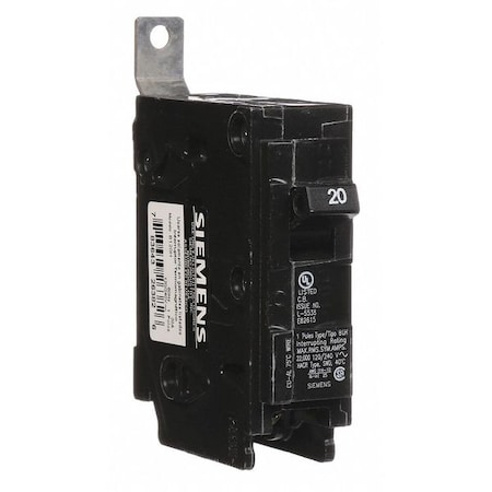 Miniature Circuit Breaker, BL Series, 20A, 1 Pole, 120/240V AC, 22kA at 120/240V AC MPN:B120H
