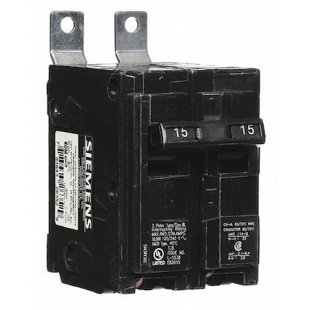 Miniature Circuit Breaker, BL Series, 15A, 2 Pole, 120/240V AC, 10kA at 120/240V AC MPN:B215