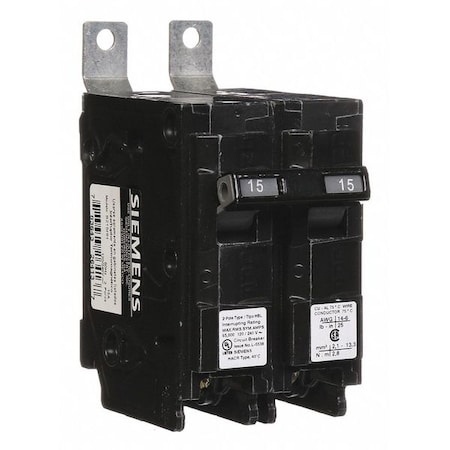 Miniature Circuit Breaker, BL Series, 15A, 2 Pole, 120/240V AC, 65kA at 120/240V AC MPN:B215HH