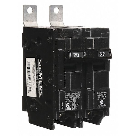 Miniature Circuit Breaker, BL Series, 20A, 2 Pole, 120/240V AC, 22kA at 120/240V AC MPN:B220H