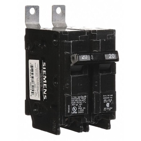 Miniature Circuit Breaker, BL Series, 20A, 2 Pole, 120/240V AC, 65kA at 120/240V AC MPN:B220HH