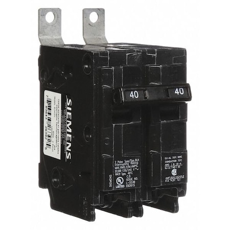 Miniature Circuit Breaker, BL Series, 40A, 2 Pole, 120/240V AC, 22kA at 120/240V AC MPN:B240H