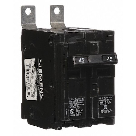 Miniature Circuit Breaker, BL Series, 45A, 2 Pole, 120/240V AC, 10kA at 120/240V AC MPN:B245