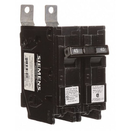 Miniature Circuit Breaker, BL Series, 45A, 2 Pole, 120/240V AC, 65kA at 120/240V AC MPN:B245HH