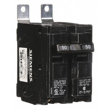 Miniature Circuit Breaker, BL Series, 50A, 2 Pole, 120/240V AC, 10kA at 120/240V AC MPN:B250