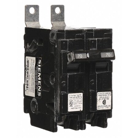 Miniature Circuit Breaker, BL Series, 70A, 2 Pole, 120/240V AC, 65kA at 120/240V AC MPN:B270HH