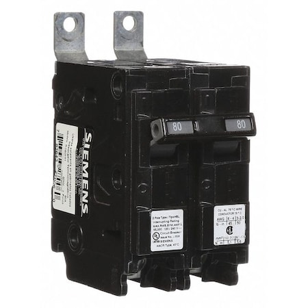 Miniature Circuit Breaker, BL Series, 80A, 2 Pole, 120/240V AC, 65kA at 120/240V AC MPN:B280HH