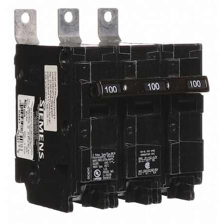 Miniature Circuit Breaker, BL Series, 100A, 3 Pole, 240V AC, 22kA at 240V AC MPN:B3100H