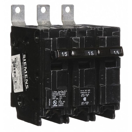 Miniature Circuit Breaker, BL Series, 15A, 3 Pole, 240V AC, 22kA at 240V AC MPN:B315H