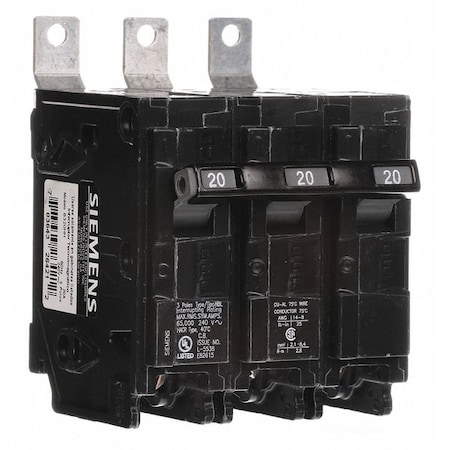 Miniature Circuit Breaker, BL Series, 20A, 3 Pole, 240V AC, 65kA at 240V AC MPN:B320HH