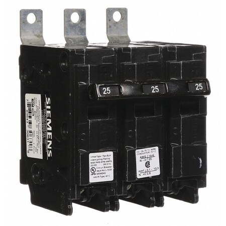 Miniature Circuit Breaker, BL Series, 25A, 3 Pole, 240V AC, 22kA at 240V AC MPN:B325H