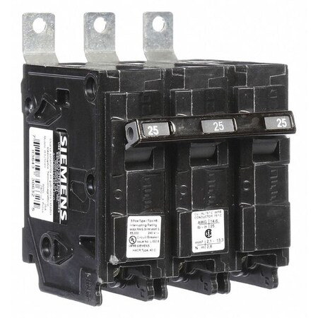Miniature Circuit Breaker, BL Series, 25A, 3 Pole, 240V AC, 65kA at 240V AC MPN:B325HH