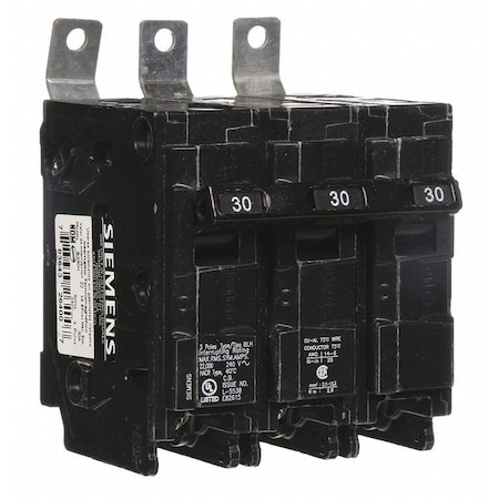 Miniature Circuit Breaker, BL Series, 30A, 3 Pole, 240V AC, 22kA at 240V AC MPN:B330H