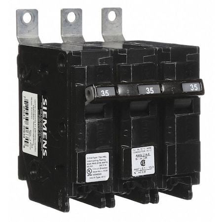 Miniature Circuit Breaker, BL Series, 35A, 3 Pole, 240V AC, 65kA at 120/240V AC MPN:B335HH
