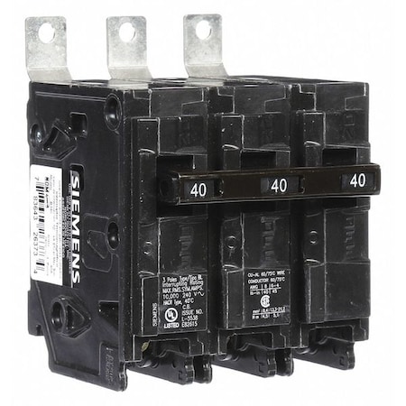 Miniature Circuit Breaker, BL Series, 40A, 3 Pole, 240V AC, 10kA at 240V AC MPN:B340