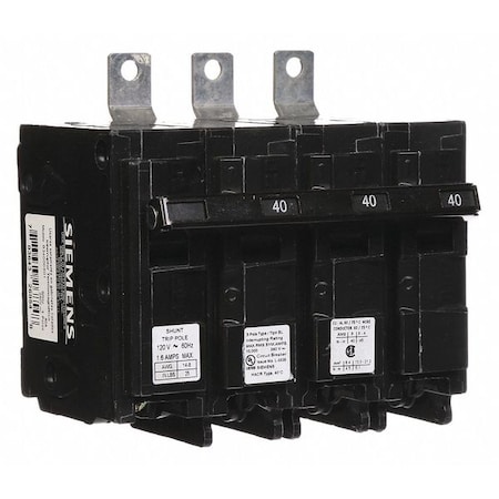 Miniature Circuit Breaker, BL Series, 40A, 3 Pole, 120/240V AC, 10kA at 240V AC MPN:B34000S01