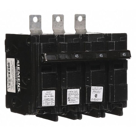 Miniature Circuit Breaker, BL Series, 45A, 3 Pole, 120/240V AC, 10kA at 240V AC MPN:B34500S01