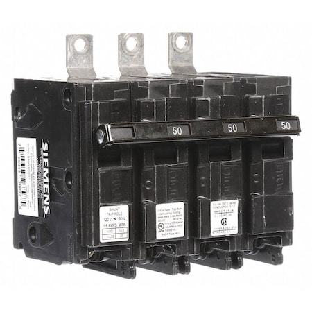 Miniature Circuit Breaker, BL Series, 50A, 3 Pole, 120/240V AC, 22kA at 240V AC MPN:B350H00S01