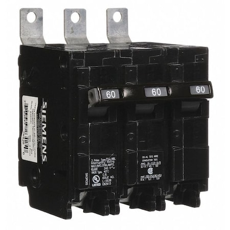 Miniature Circuit Breaker, BL Series, 60A, 3 Pole, 240V AC, 65kA at 240V AC MPN:B360HH