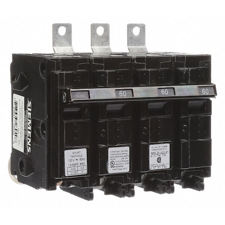 Miniature Circuit Breaker, BL Series, 60A, 3 Pole, 120/240V AC, 65kA at 240V AC MPN:B360HH00S01