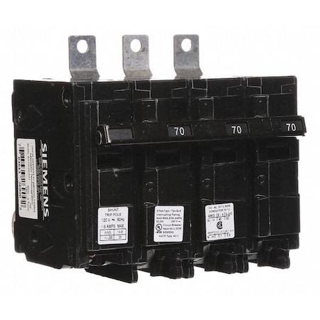 Miniature Circuit Breaker, BL Series, 70A, 3 Pole, 120/240V AC, 22kA at 240V AC MPN:B370H00S01