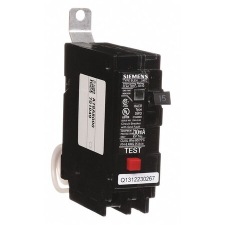Miniature Circuit Breaker, BLE Series, 15A, 1 Pole, 120V AC, 22kA at 120V AC MPN:BE115H