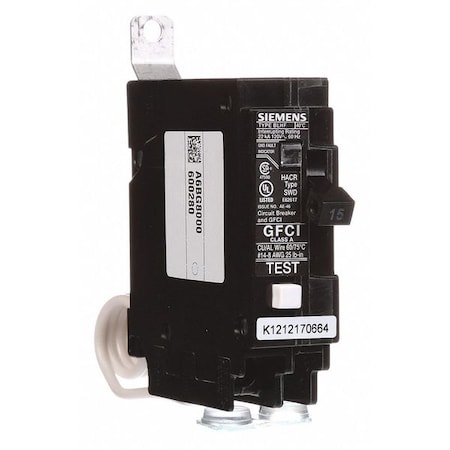 Miniature Circuit Breaker, BFH Series, 15A, 1 Pole, 120V AC, 22kA at 120V AC MPN:BF115H