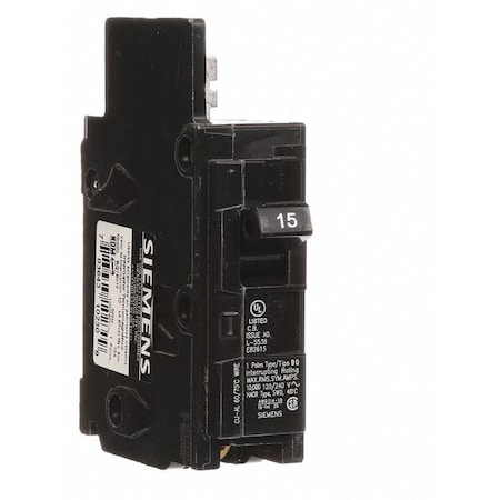 Miniature Circuit Breaker, BQ Series, 15A, 1 Pole, 120V AC, 10kA at 120V AC MPN:BQ1B015