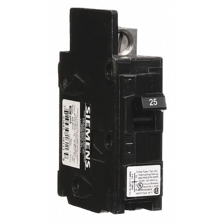 Miniature Circuit Breaker, BQ Series, 25A, 1 Pole, 120V AC, 10kA at 120V AC MPN:BQ1B025