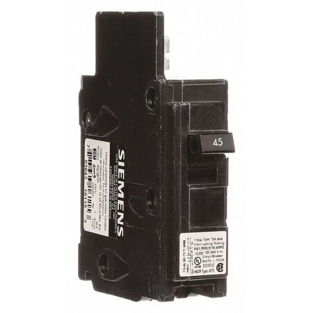 Miniature Circuit Breaker, BQ Series, 45A, 1 Pole, 120V AC, 10kA at 120V AC MPN:BQ1B045