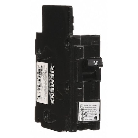 Miniature Circuit Breaker, BQ Series, 50A, 1 Pole, 120V AC, 10kA at 120V AC MPN:BQ1B050