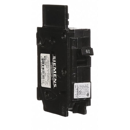 Miniature Circuit Breaker, BQ Series, 60A, 1 Pole, 120V AC, 10kA at 120V AC MPN:BQ1B060