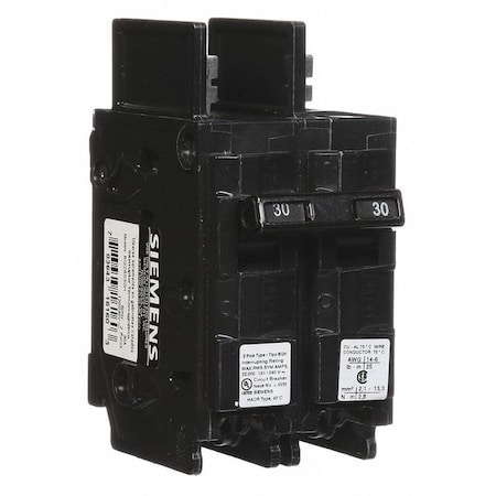 Miniature Circuit Breaker, BQH Series, 30A, 2 Pole, 120/240V AC, 22kA at 120/240V AC MPN:BQ2B030H