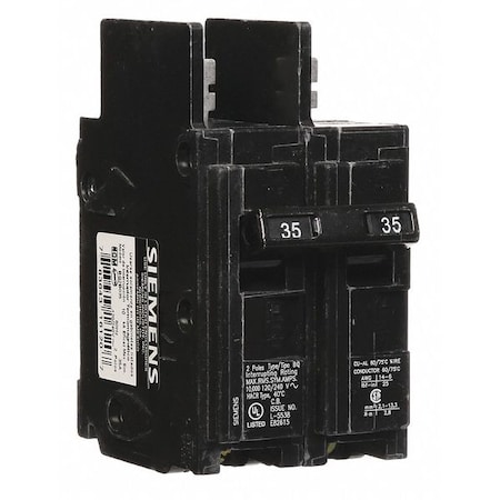 Miniature Circuit Breaker, BQ Series, 35A, 2 Pole, 120/240V AC, 10kA at 120/240V AC MPN:BQ2B035