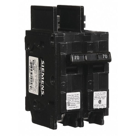 Miniature Circuit Breaker, BQ Series, 70A, 2 Pole, 120/240V AC, 10kA at 120/240V AC MPN:BQ2B070