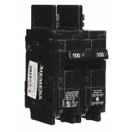 Miniature Circuit Breaker, BQH Series, 100A, 2 Pole, 120/240V AC, 22kA at 120/240V AC MPN:BQ2B100H