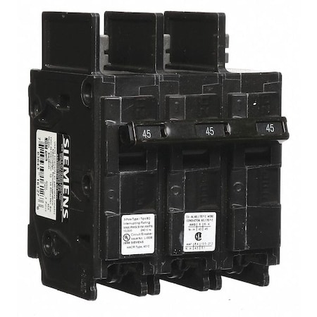 Miniature Circuit Breaker, BQ Series, 45A, 3 Pole, 240V AC, 10kA at 240V AC MPN:BQ3B045