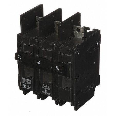 Miniature Circuit Breaker, BQ Series, 70A, 3 Pole, 240V AC, 10kA at 240V AC MPN:BQ3B070